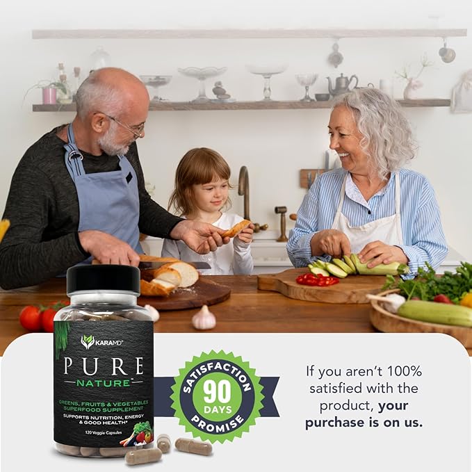 KaraMD Pure Nature | Greens, Fruit and Veggies Supplement | Whole Food Multivitamin & Antioxidants | 20 Fruits and Vegetables Supplements for Energy & Digestion | Gluten Free & Vegan Friendly (3 Pack)