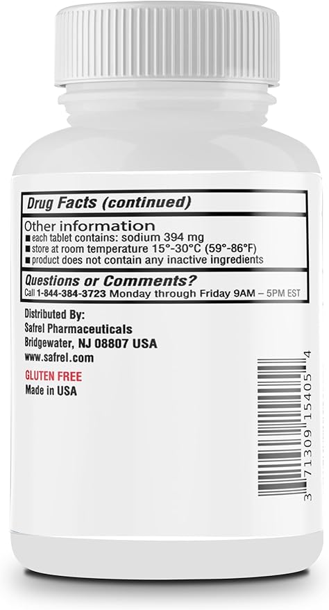 Safrel Sodium Chloride Tablets 1 gm, USP | Normal Salt Tablets | (15.4gr.) | Electrolytes Replenisher Hydration Drink (500 Count (Pack of 1))