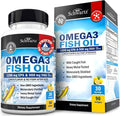 Triple Strength Omega 3 Fish Oil 3000mg - High Potency Omega 3 Supplement for Women and Men, Burpless Lemon Flavor Fish Oil - 2250mg Essential Fatty Acids with DHA & EPA, Wild Caught, 90 Softgels