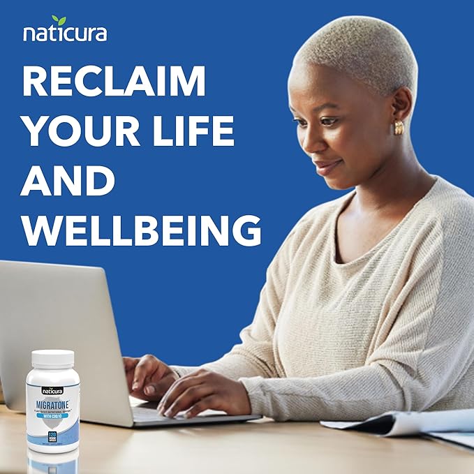 Migratone Migraine Relief Nutritional Support Supplement - with Magnesium, Riboflavin Vitamin B2, B6 & B12, Microactive Coq10, Feverfew, PA-Free Butterbur, and Folate - Clinically Preferred Blend