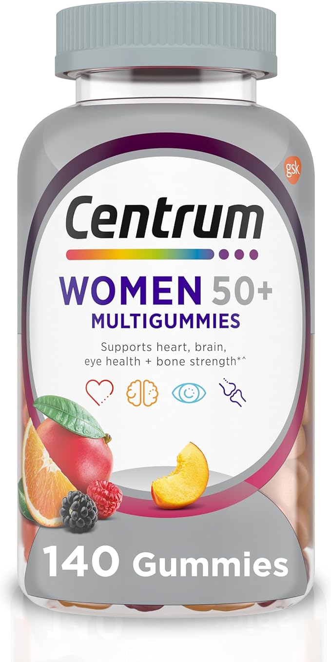 Centrum MultiGummies for Women 50 Plus, Multivitamin/Multimineral Supplement with Vitamins D3, E, B6, and B12, Assorted Fruit Flavor - 140 Count