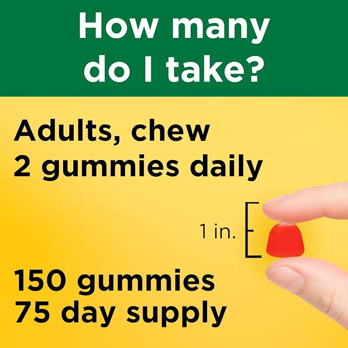 Nature Made Vitamin D3 5000 IU Per Serving Gummies Extra Strength, Bone and Immune Health Support, 150 Vitamin D Gummies for Adults, 75 Day Supply