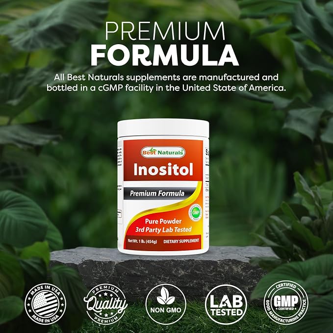 Best Naturals Pure inositol Powder (Vitamin B8), 1 Lb Supports Healthy Liver Function, Promotes Cellular Detoxification & Supports Membrane Function