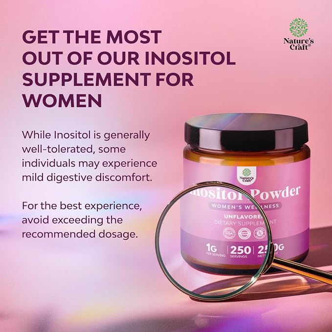 Premium Inositol Powder - Fertility Support Supplement - Restore Hormone Balance & Clarity - Provides Ovarian Support - USP Grade Inositol Supplement for Women - Mood Booster - 250g - 3 Pack