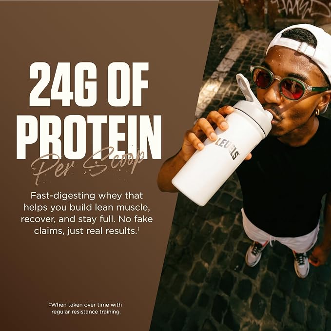 Levels Whey Protein Powder, No Artificials, Double Chocolate, 12 Count | 24G of protein and 5.4G BCAAs per scoop, made with hormone-free dairy, zero junk, no fillers, no added sugar, certified clean