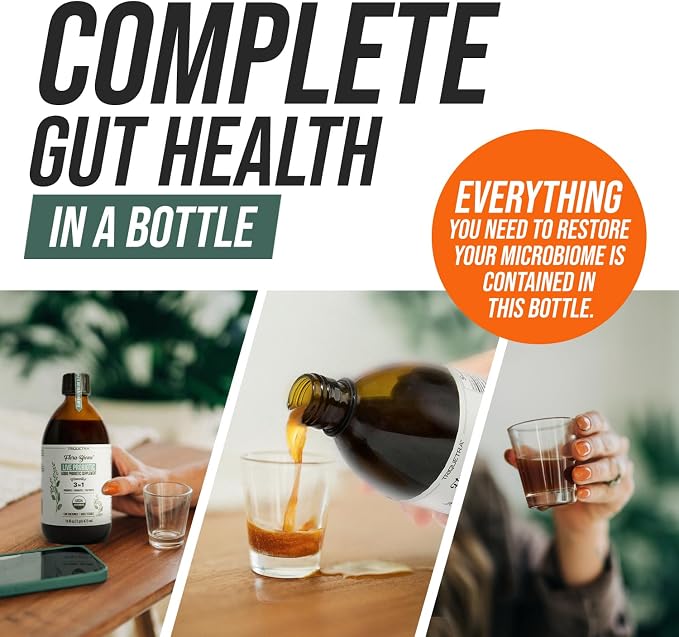 Flora Biome - Live Probiotic, Prebiotic, & Postbiotic – Organic Live-Culture – 10 Probiotic Strains, 18 Fermented Herbs - Complete Gut Health & Microbiome Optimizer (16 oz)