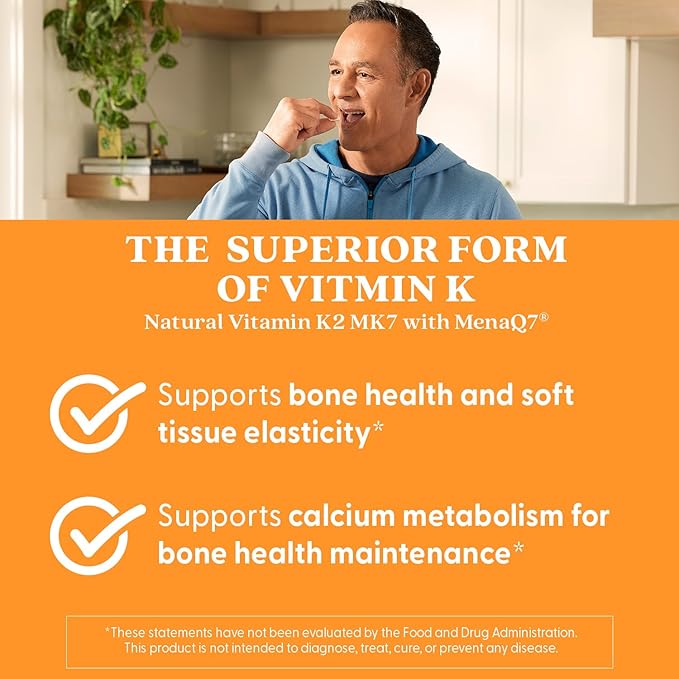 Doctor's Best Natural Vitamin K2 MK7 Supplement for Men & Women - Bone Health Support, 45 mcg Vitamin K-2 MK-7 Capsules with MenaQ7, Calcium Support, Non GMO, Vegan - 180 Veg Caps