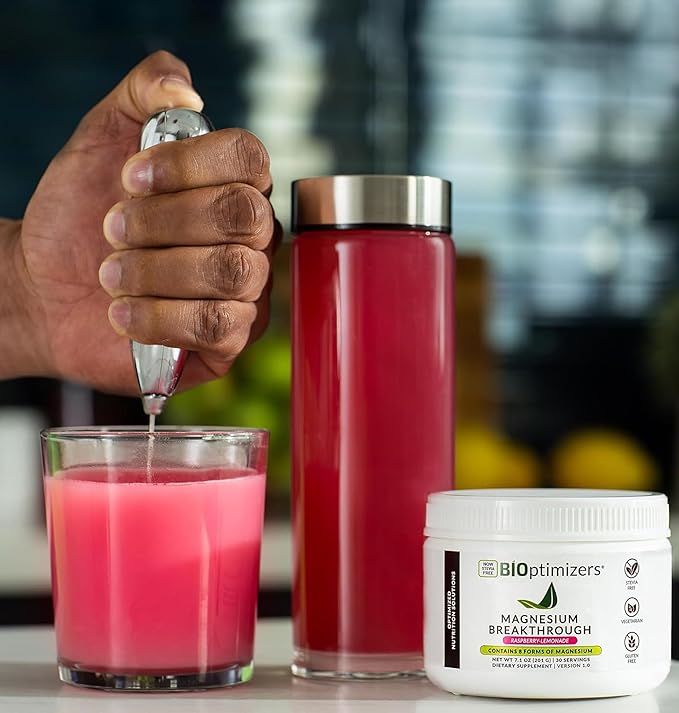 BIOptimizers Magnesium Breakthrough Drink - 8 Forms of Magnesium, Electrolytes, Sleep Health, Stress, Muscle Recovery, Heart Support | Glycinate, Citrate, Malate - Unflavored