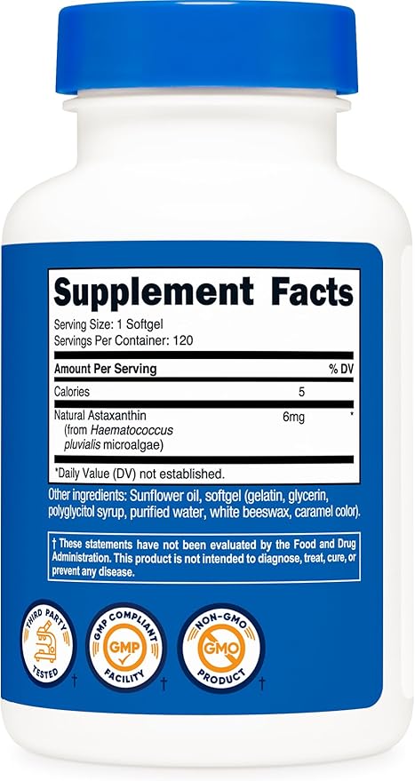 Nutricost Astaxanthin 6mg, Non-GMO and Gluten Free, 120 Softgels (4 Month Supply)