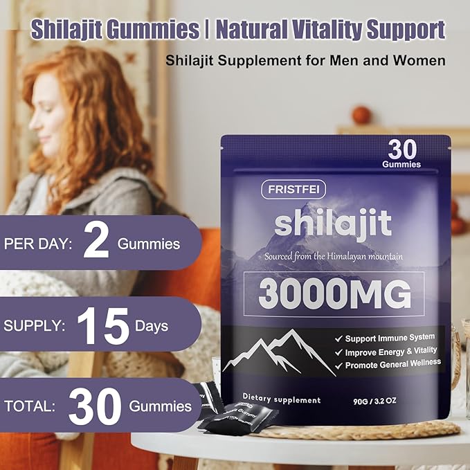 Pure Himalayan Shilajit Gummies for Men & Women - 100% Natural & Organic | 85+ Trace Minerals & Fulvic Acid | 30 Count | Individually Packaged