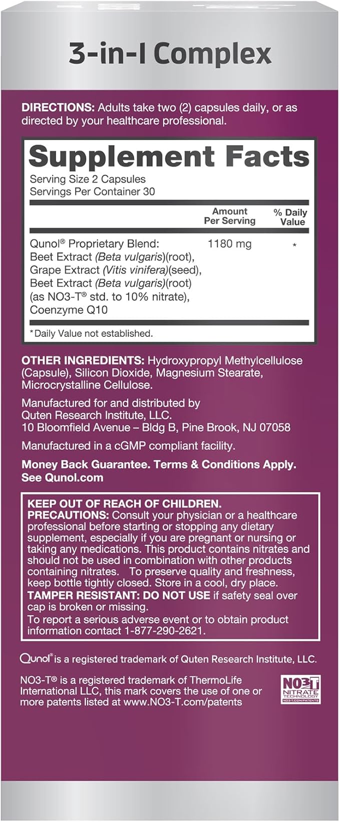Qunol Blood Pressure Support, 3 in 1 Beets + CoQ10 + Grape Seed Extract, Beet Root Capsules that Supports Healthy Blood Circulation & Heart Healthy Energy, 60 Count (Pack of 2)