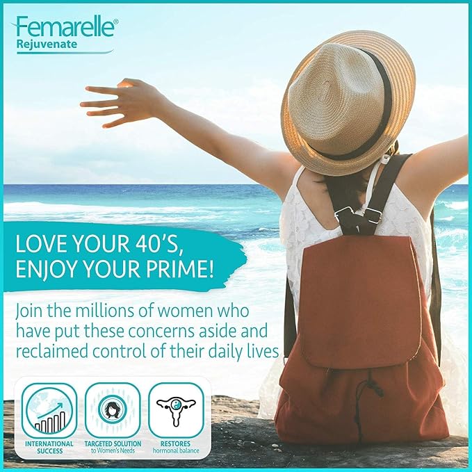 Femarelle® Rejuvenate – Perimenopause Supplement for Woman – Wellbeing Support – Hormone-Free, with DT56a, Flaxseed, Biotin, & Vitamin B2 – Mood, Energy & Skin Wellness – 56 Capsules (1 Month Supply)