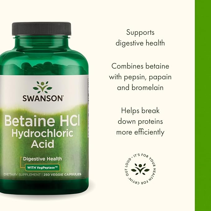 Swanson Hydrochloric Acid w/Pepsin 250 Capsules (2 Pack)