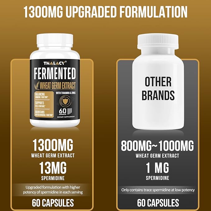 Spermidine Wheat Germ Extract Capsules - 13mg Spermidine Supplements 1300mg Potent Formula with Higher Spermidine Content and Zinc for Healthy Aging, Daily Immune System and Cell Renewal,3 Pack
