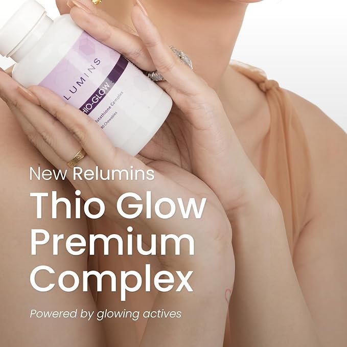 Relumins Labs Thio-Glow Chewable Sublingual Glutathione Complex with Biotin, VIT C & E, Plus Grapeseed Polyphenols – 330mg Gluta Per Serving – 4X More Effective, Spring Glow Essential x 3 Bots