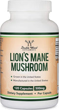 Organic Lions Mane Mushroom Capsules (120 Count), for Focus Support and Immune Health, Third Party Tested and Grown in The USA - by Double Wood