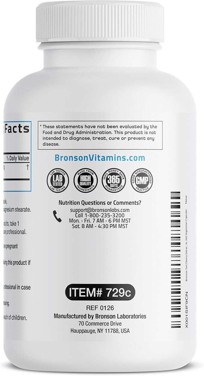 Bronson Tart Cherry Extract 2500 mg Vegetarian Capsules with Antioxidants and Flavonoids Non-GMO, 360 Count