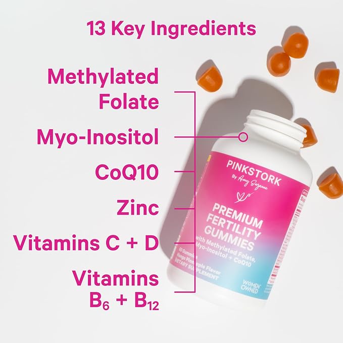 Pink Stork Premium Fertility Gummies for Women, 60 Gummies, 2 Pack | Prenatal Conception Supplements