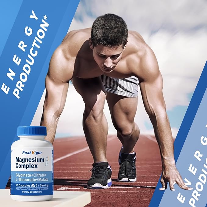 5 in 1 Magnesium Complex, 976mg Complex with Magnesium Glycinate, Citrate, Malate & L-Threonate, Vitamin B6 for High Absorption, Third Party Tested, Gluten-Free, Easy-Swallow Vegan Capsule