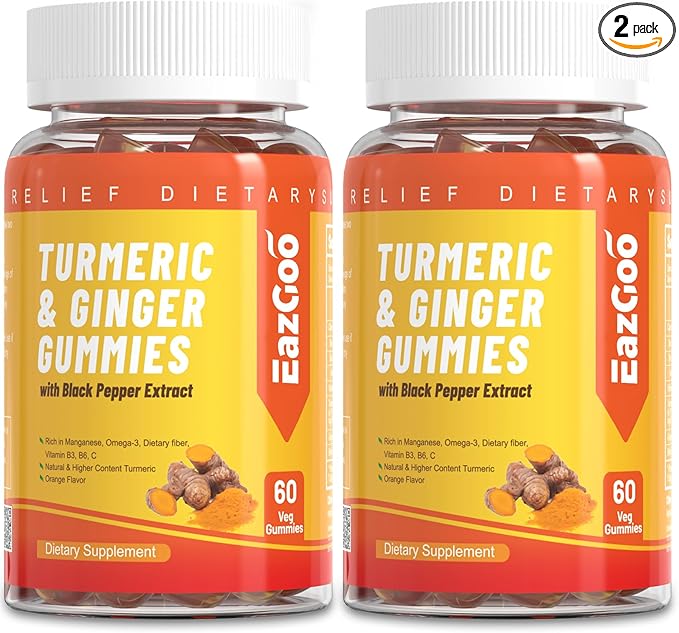 Turmeric Curcumin Gummies 500mg for Adults, with Black Pepper, Ginger Root, Vitamine C, Low Sugar Fruit Gummies, Orange Flavor - 120 Counts