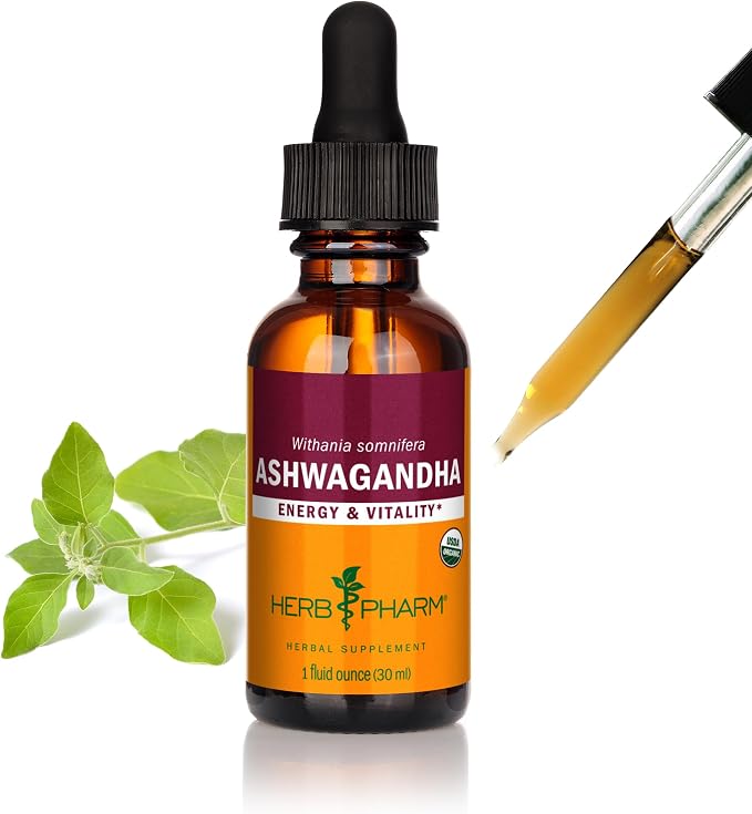 Herb Pharm Ashwagandha Liquid Extract: Organic, Calming Ayurvedic Adaptogen, Stress Support Supplement | Fast-Absorbing & Sugar-Free Ashwagandha Tincture | Up to 3 Week Supply, 1 oz*