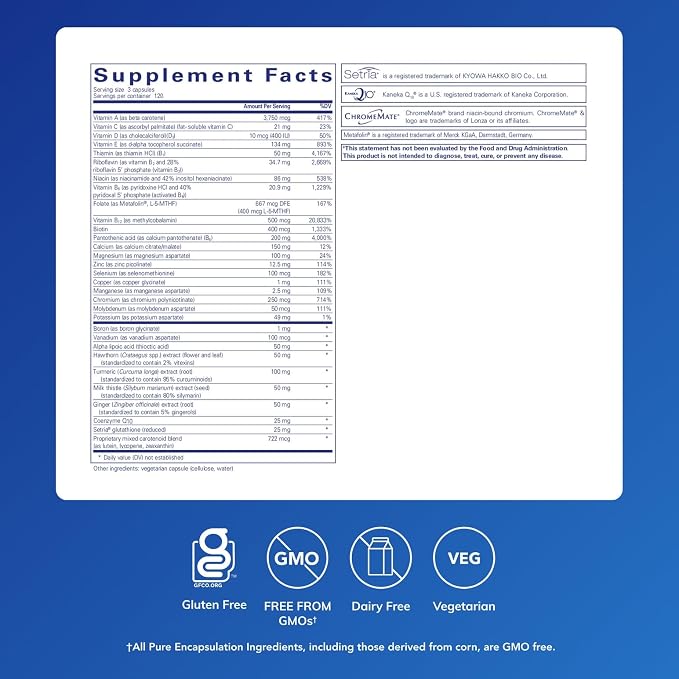 Pure Encapsulations UltraNutrient - Minerals & Multivitamins - Supports Liver & Heart Health* - Supplement for Antioxidants - with Vitamin C, CoQ10 - Non-GMO * Gluten-Free - 360 Capsules