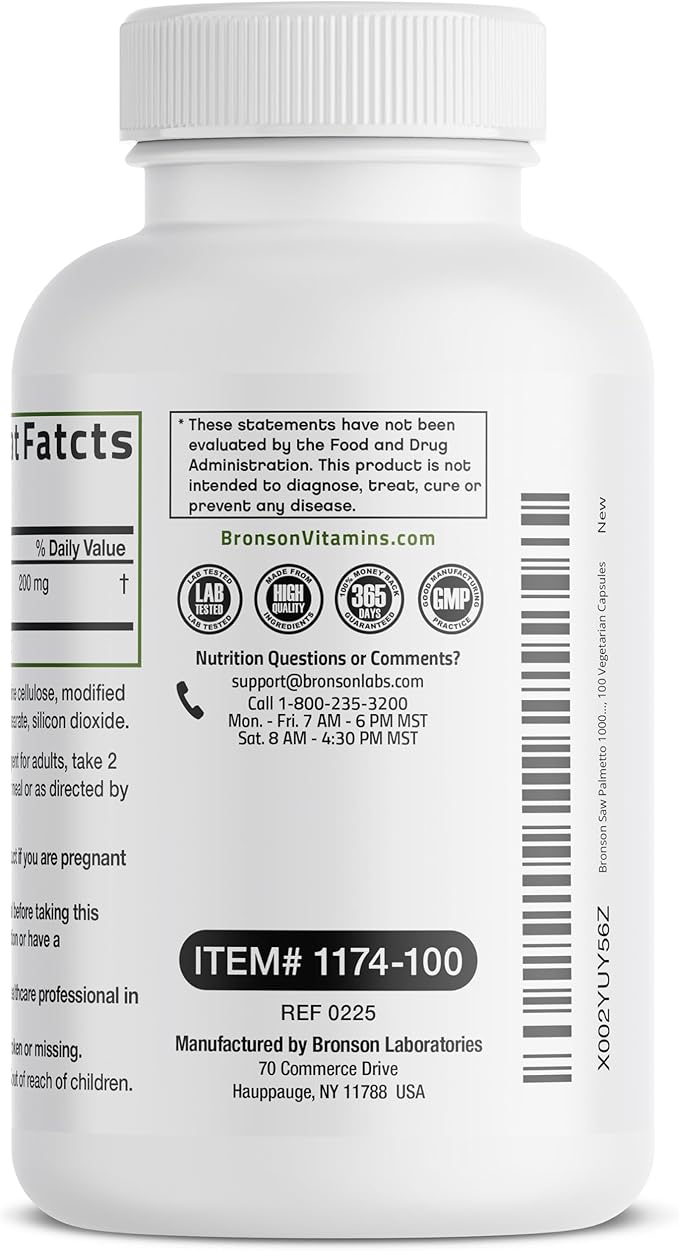 Bronson Saw Palmetto Extra Strength Supports Healthy Prostate Function & Urinary Health Support - Non GMO, 100 Vegetarian Capsules