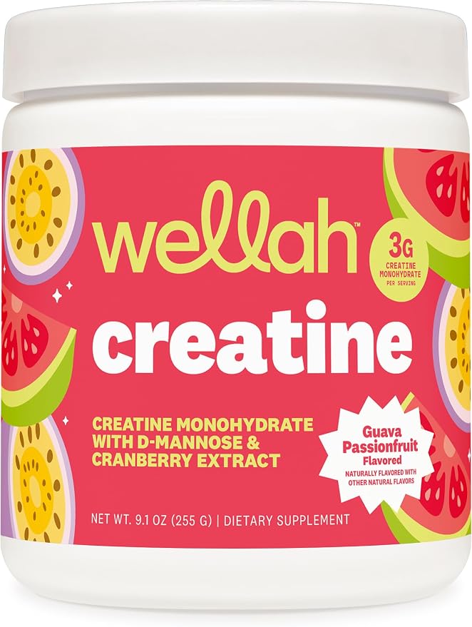 Wellah Creatine for Women - Creatine Monohydrate with Dandelion & Cranberry Extract (50 Servings, Guava Passionfruit)