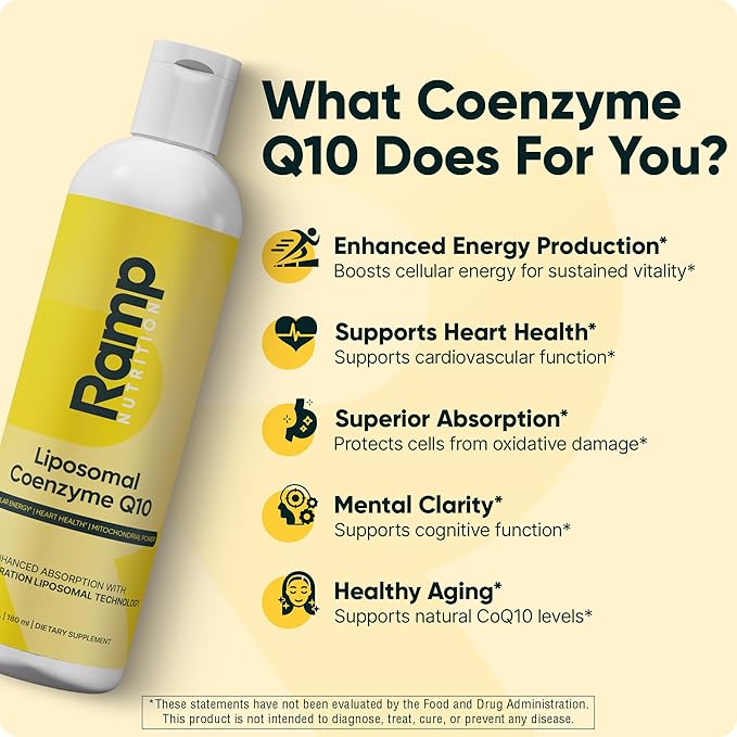 Liposomal CoQ10 Liquid – 100mg Ubiquinol CoQ10 – Liquid CoQ10 for Heart Health, Energy & Mitochondrial Support – High Absorption – Vegan, Non-GMO – 30 Servings