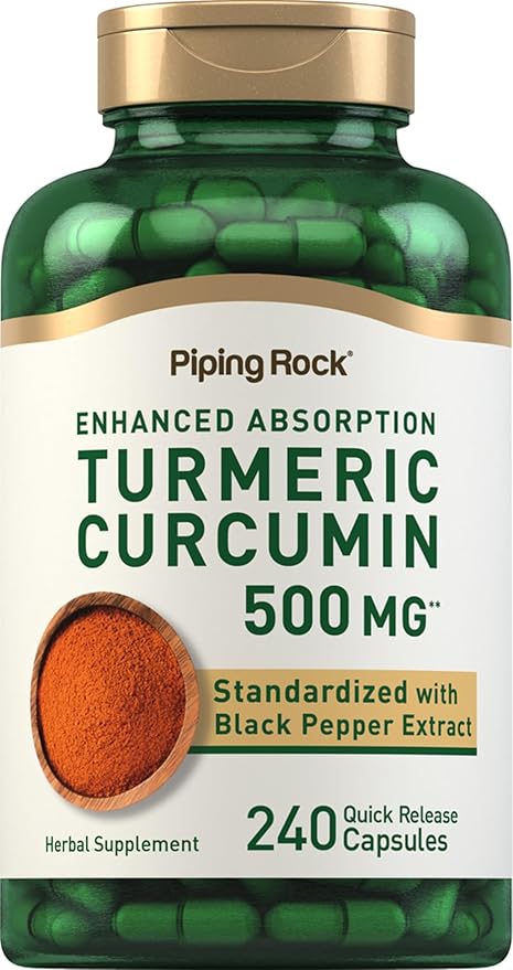 Piping Rock Turmeric Curcumin Supplement | 240 Capsules | with Black Pepper Extract | Standardized Complex | Non-GMO, Gluten Free
