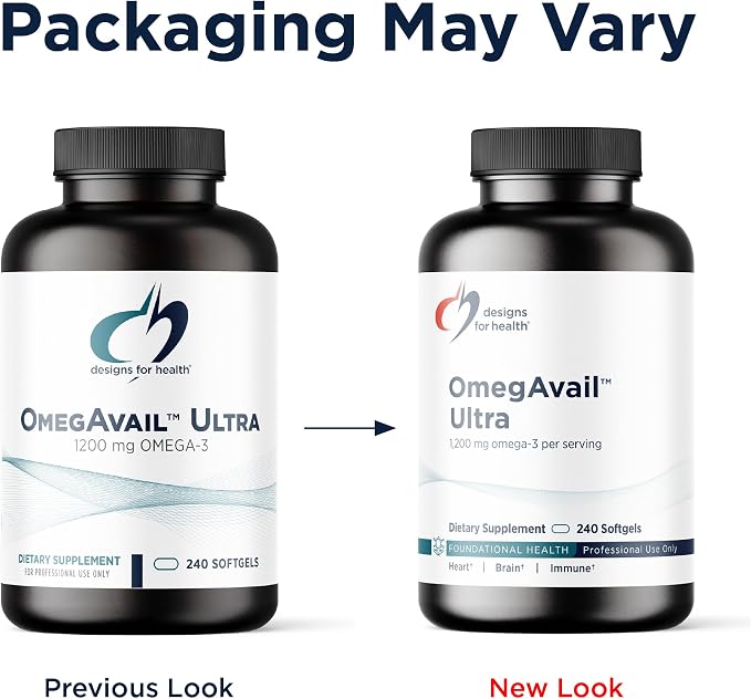 Designs for Health OmegAvail Ultra TG Fish Oil 1200mg - Triglyceride Form Omega 3 Fish Oil Supplement with DHA/EPA - No Fishy Aftertaste (240 Softgels)