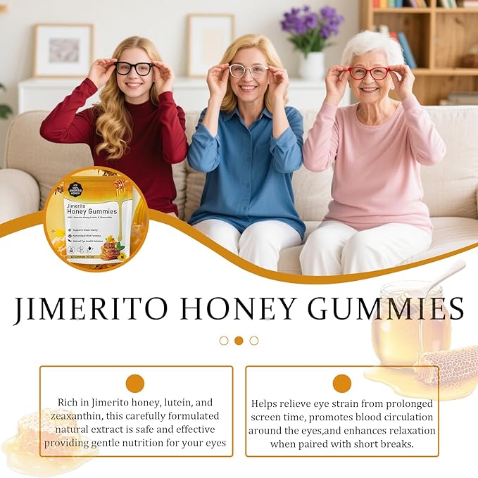 Jimerito Honey Lutein Gummies,Lutein & Zeaxanthin Supplements，20mg Gummies-30-day Supply (1pc)