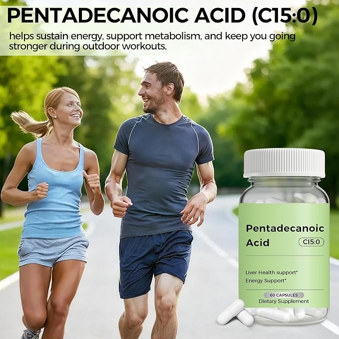 Pentadecanoic Acid, C15:0 Supplement, Supports Metabolic and Mitochondrial Health. Sourced from High-Altitude Goat Milk - 60 Capsules