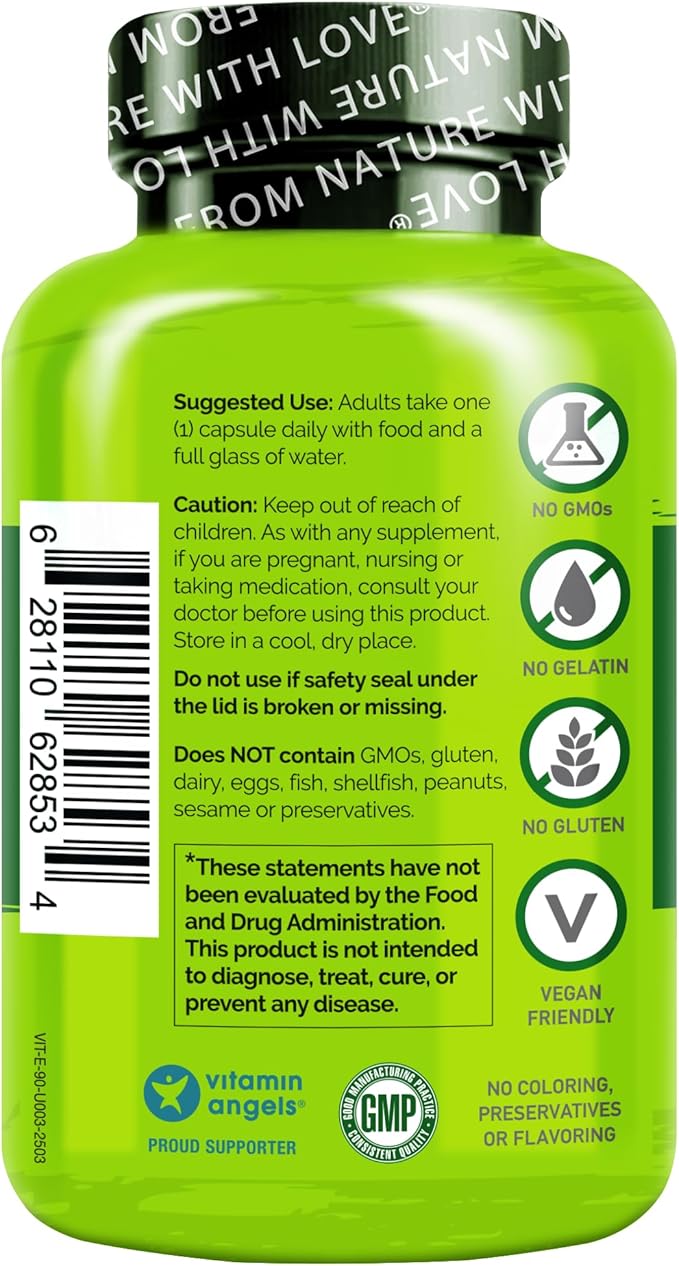 NATURELO Vitamin E Capsules 180 mg - 90 Vegan Capsules | Supports Skin, Hair, and Nails | Immune and Eye Health | Natural Mixed Tocopherols & Whole Foods | Non-GMO, Dry Vitamin E