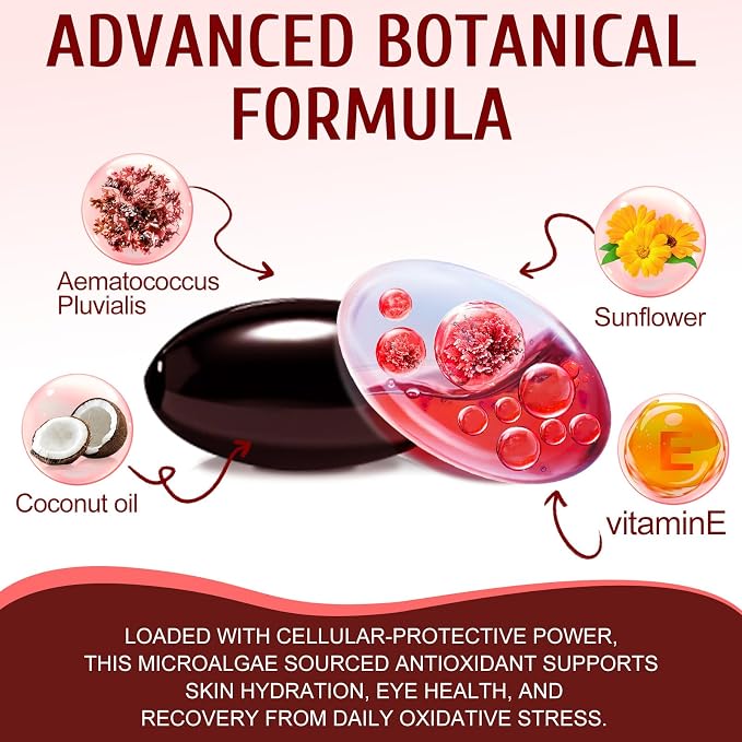 2 Pack Astaxanthin 12mg,Premium Astaxanthin Antioxidant Supplements with Antioxidant Activity, Supports Eye, Immune, Joint, Skin Health, Internal Circulation