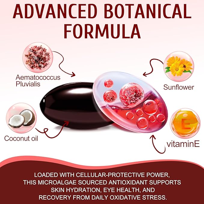NenMaoKeNu Astaxanthin 12mg, Premium Astaxanthin Antioxidant Supplements with Antioxidant Activity, Supports Eye, Immune, Skin Health, Internal Circulation-120 Softgels