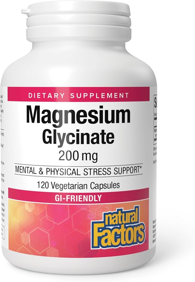 Natural Factors Magnesium Bisglycinate - Whole-Body Health Support Supplement - Natural Magnesium Supplement Supports Bone Strength & Health - 120 Vegetarian Capsules (120 Servings)