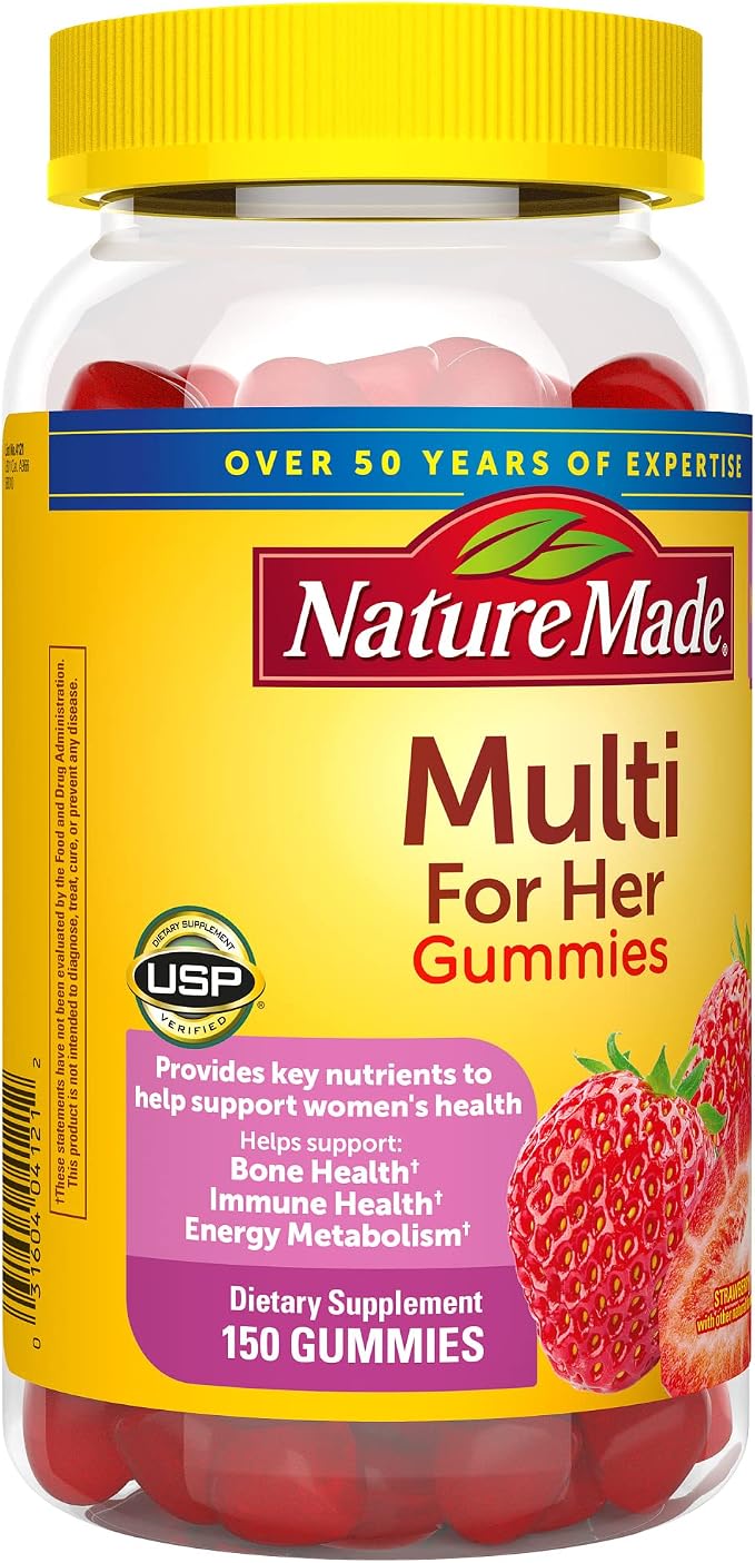 Nature Made Multivitamin for Women,Womens Gummy Multivitamins for Daily Nutritional Support,150 Multi Vitamin Gummies,75 Day Supply,(Pack of 2)