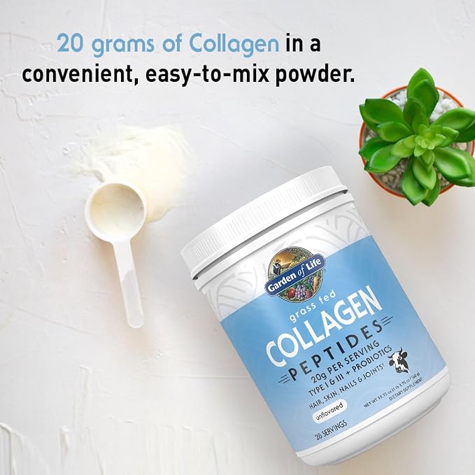 Garden of Life Power Bundle – Collagen Peptides Powder for Hair, Skin, Nails & Joints, Unflavored, 28 Servings + Vegan Vanilla Protein Powder with BCAAs, Probiotics & Enzymes, 20 Servings