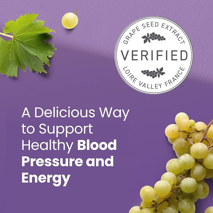 Humann SuperGrapes Chews Supplement – 100mg CoQ10 and Grape Seed Extract – from The Makers of SuperBeets - Grape Flavor, 60 Count
