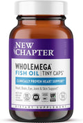 New Chapter Wholemega Fish Oil Supplement, Tiny Capsules, 2000mg per Serving, Clinically Proven Wild Alaskan Salmon Oil with Omega-3 + Vitamin D3 + Astaxanthin, 500mg per softgel - 180 Count