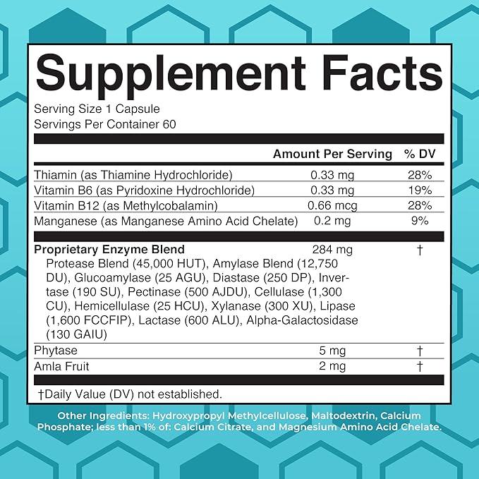 MaryRuth Organics Digestive Enzymes | Up to 2 Month Supply | Vegan Digestive Health Aid and Gut Health Enzyme Complex | Over 12 Enzymes | Vitamins B6 & B12