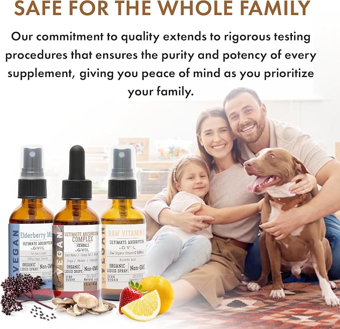Antioxidant Powerhouse Bundle - Elderberry, Raw Vitamin C, Mushroom Complex - Nutriments, Phytonutrients & Cognitive Well-Being All in One Package - Multivitamins - 2 Fl Oz - 240 Days Supply