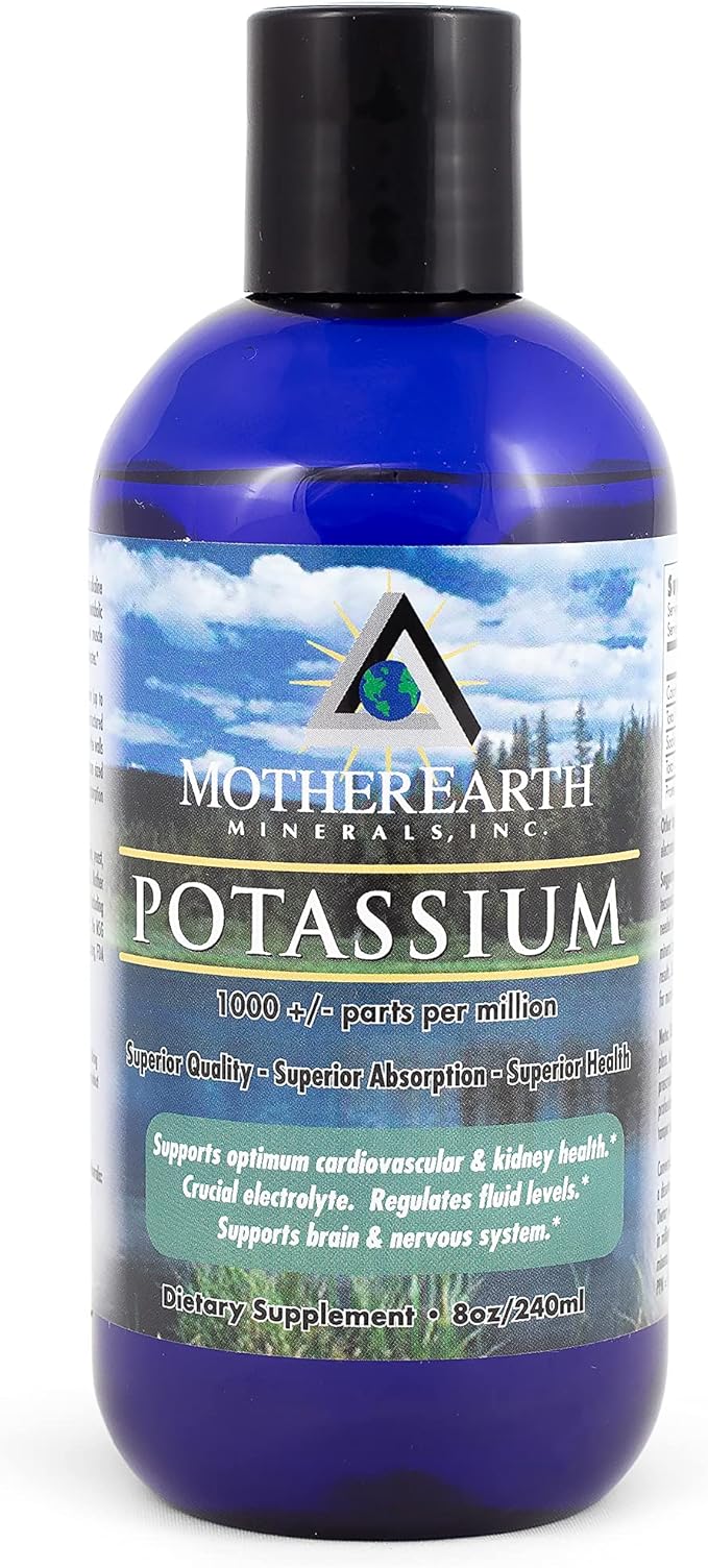 Mother Earth Minerals Ionic Liquid Potassium Supplement – High Absorption Angstrom Potassium Mineral Drops for Electrolyte Balance, Hydration, Nerve & Muscle Support, 8 oz