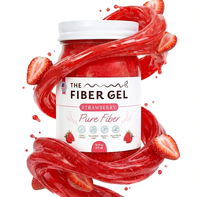 High Dietary Fiber Prebiotic Gel Formula — 100% Natural & Clean Label — Plant-Based Psyllium Husk & Inulin Complex — Keto Friendly, Vegan, No Added Sugar — Strawberry, 16 oz