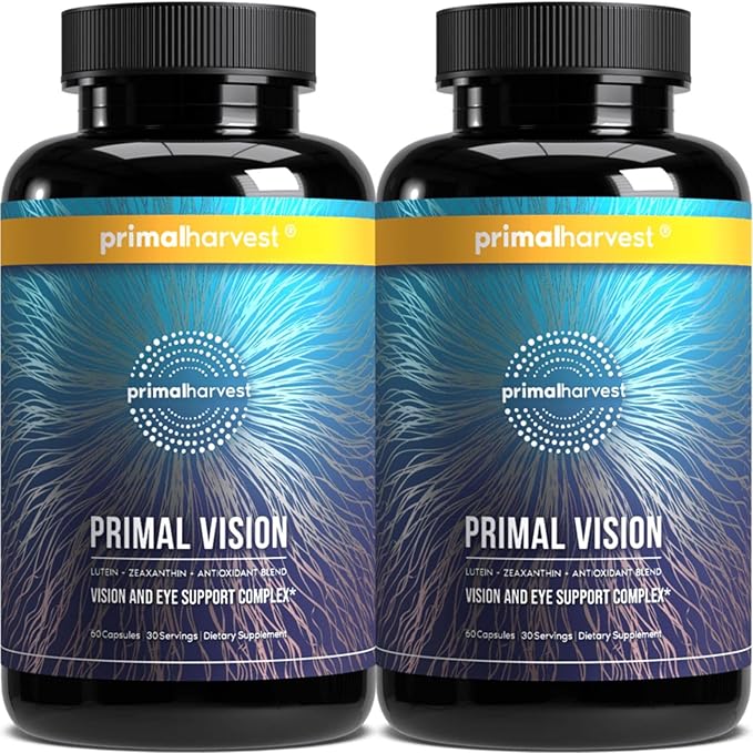 Primal Harvest Primal Vision with Lutein, Zeaxanthin, Vitamin A and Zinc for Eye Health, Blue Light Support and Visual Clarity 2 Pack