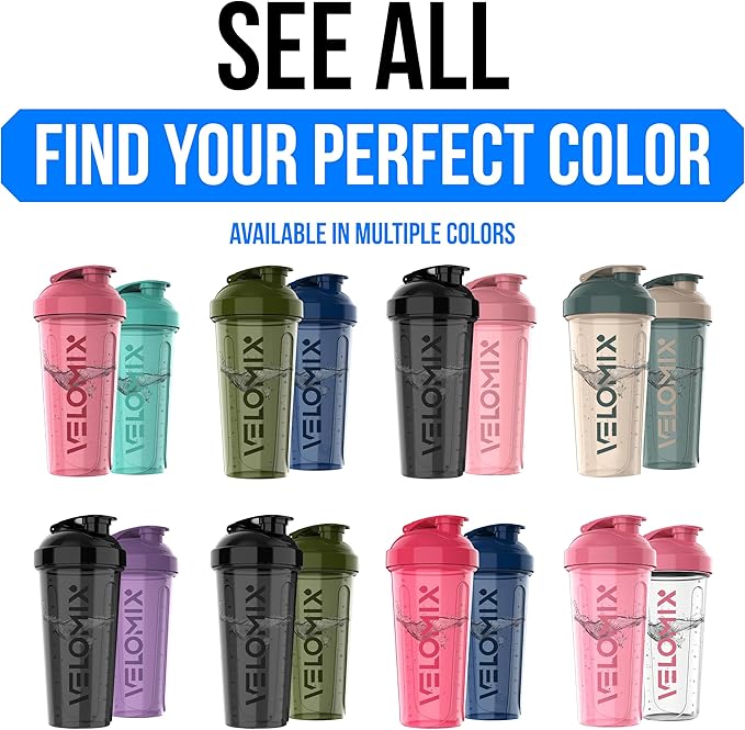 VELOMIX -2 Pack- 28 oz Protein Shaker Bottles for Protein Mixes - 2x Wire Whisk | Leak Proof Shaker Cups for Protein Shakes and Pre Workout | Protein Shaker Bottle Pack (B1) Red/Black