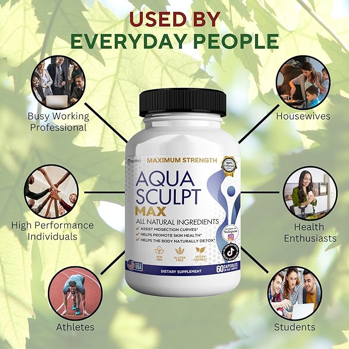 Aqua Sculpt Max Maximum Strength Dietary Supplement, 60 Capsules, Natural Support, 30 Day Supply (5)