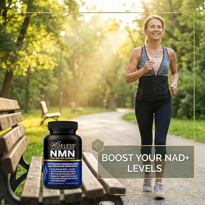 NMN Supplement 500mg – Nicotinamide Mononucleotide | Supports NAD+ Levels, Energy, Cognitive Function, Muscle Health & Healthy Body Composition Capsules (90)