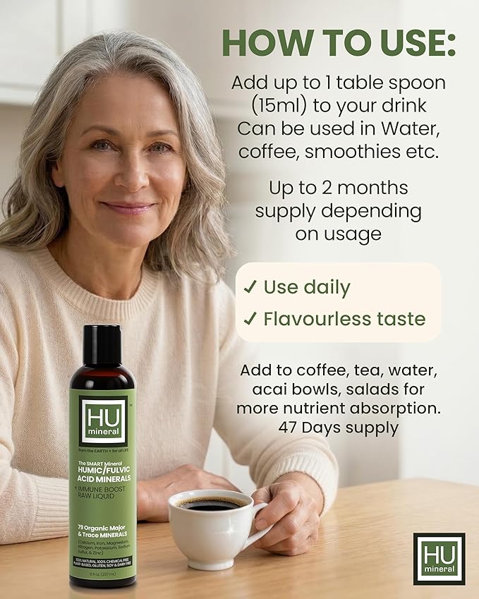 Fulvic Acid Trace Minerals Drops for Water - Raw Liquid Ionic Minerals with Humic Acid & Electrolytes - Energy, Immune & Gut Support, Detox - Vegan Plant-Based Concentrate - 8 oz